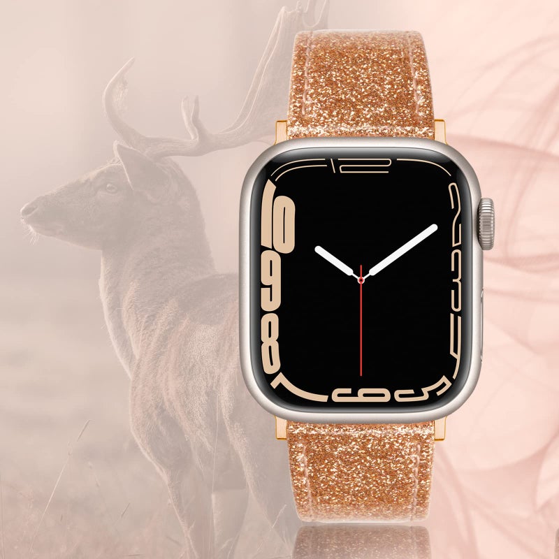SWEES Leather Band Compatible for iWatch 38mm 40mm, Genuine Leather Replacement Strap Rose Gold Buckle Compatible iWatch Series 6 5 4 3 2 1 Sports & Edition Women And Men, Glitter Rose Gold - Image 5